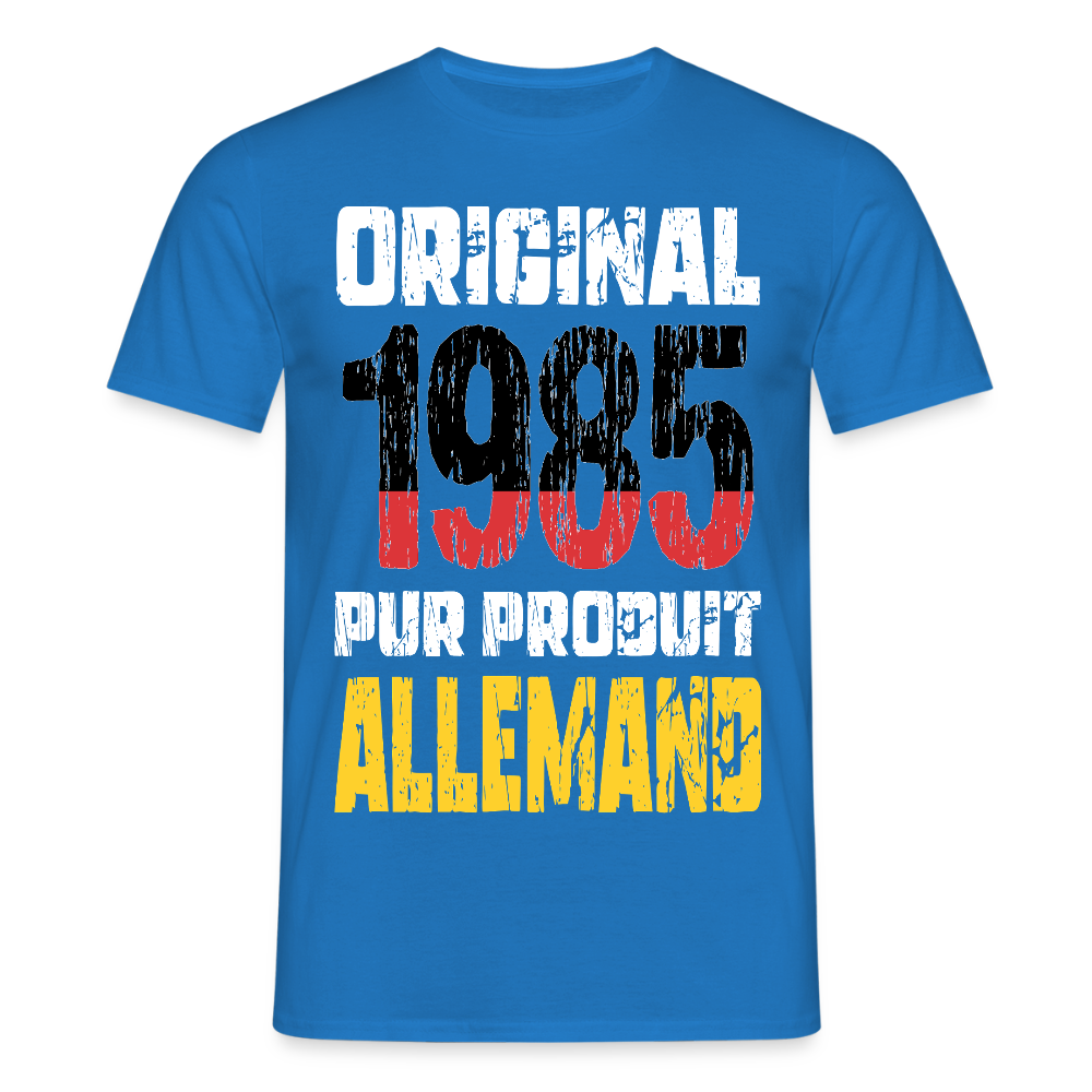 T-shirt Homme - Anniversaire 40 Ans - Original 1985 - Pur produit Allemand - bleu royal