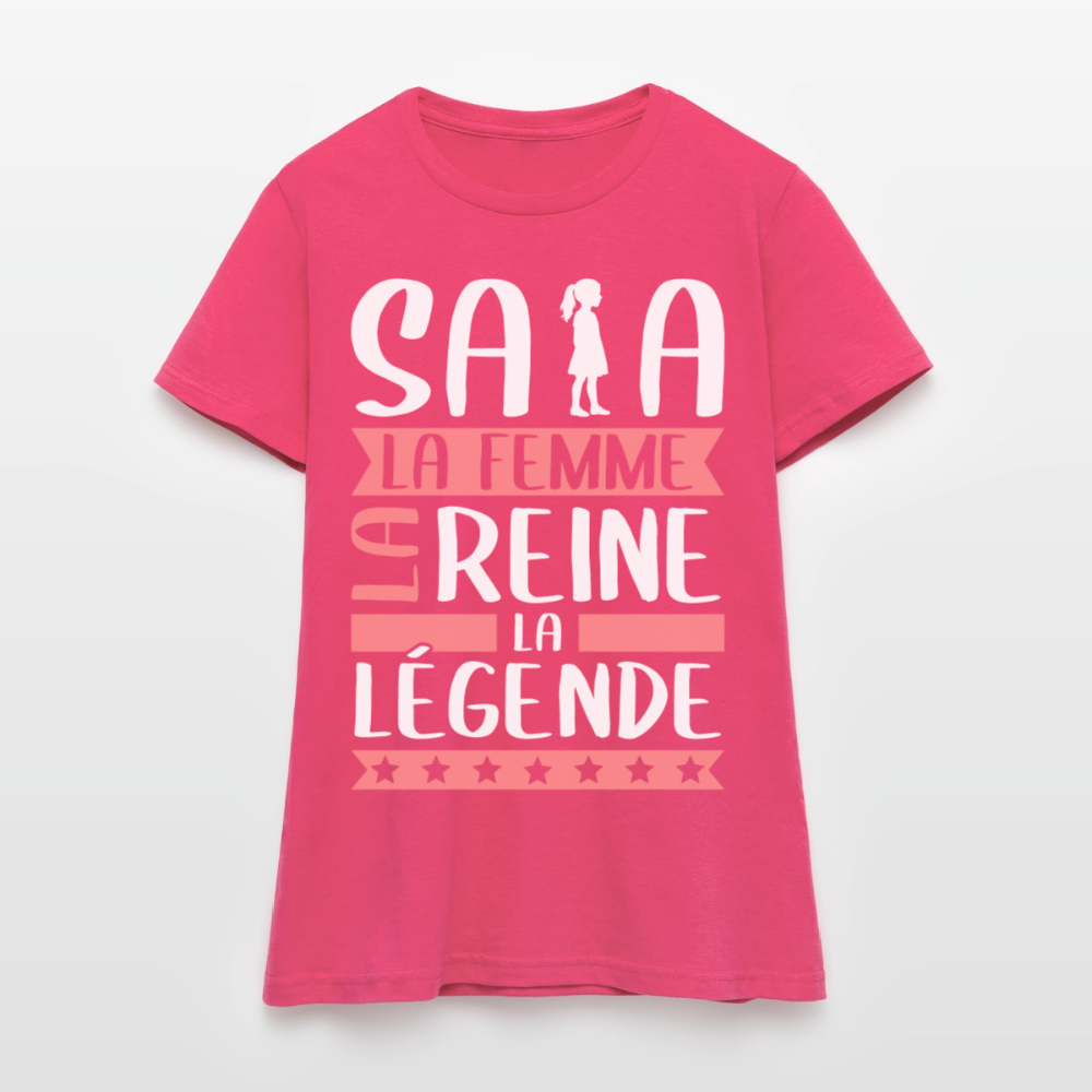 T-shirt femme Safia rébus – La femme, la reine, la légende - rose azalée