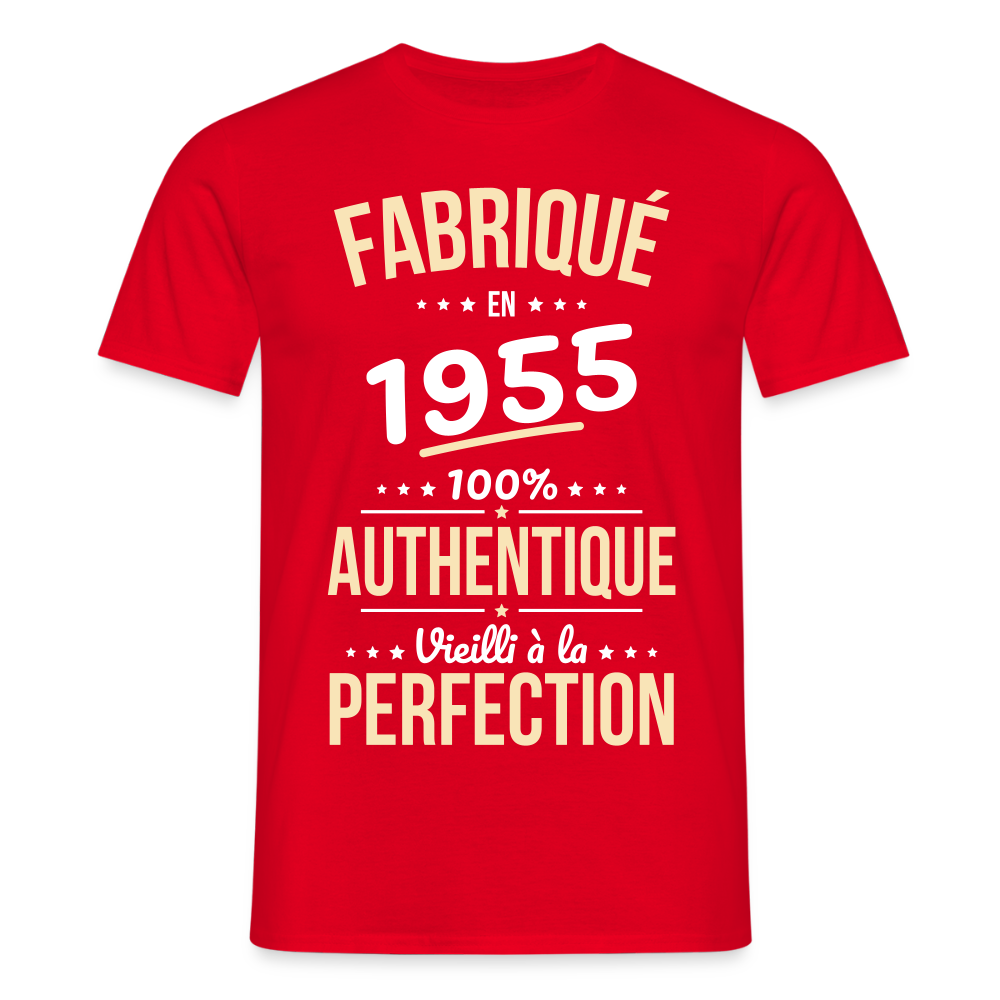 T-shirt Homme - Anniversaire 70 Ans - Fabriqué en 1955 - rouge
