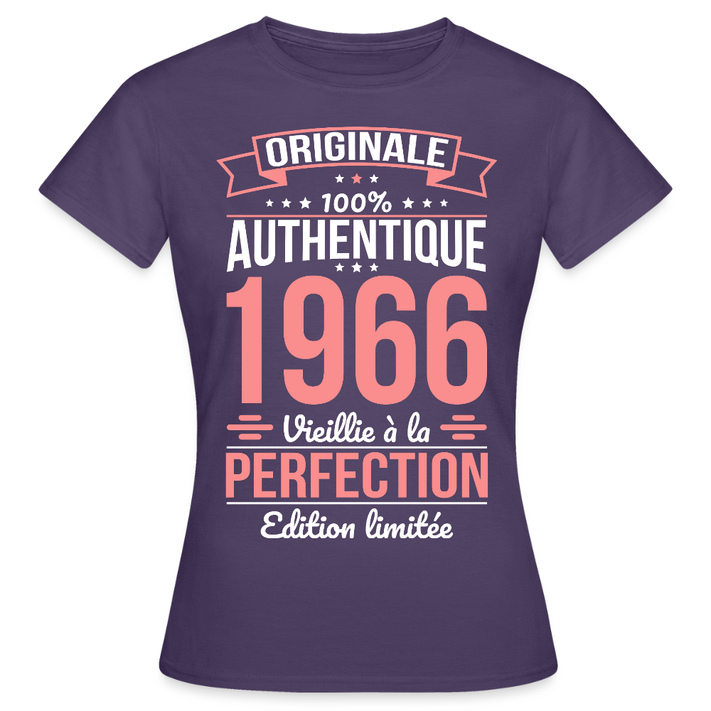 T-shirt anniversaire femme 60 ans – Originale 1966 - violet foncé