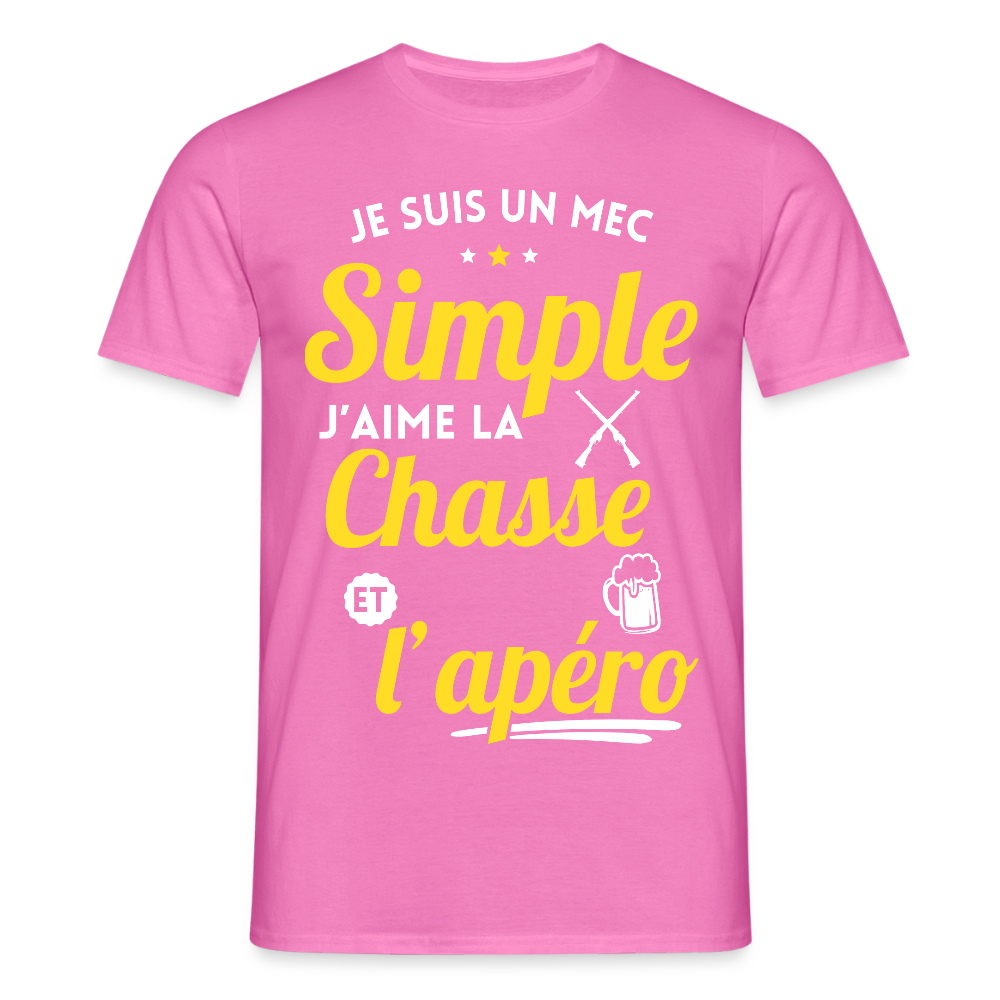 T-shirt Homme - J'aime la chasse et l'apéro - rose