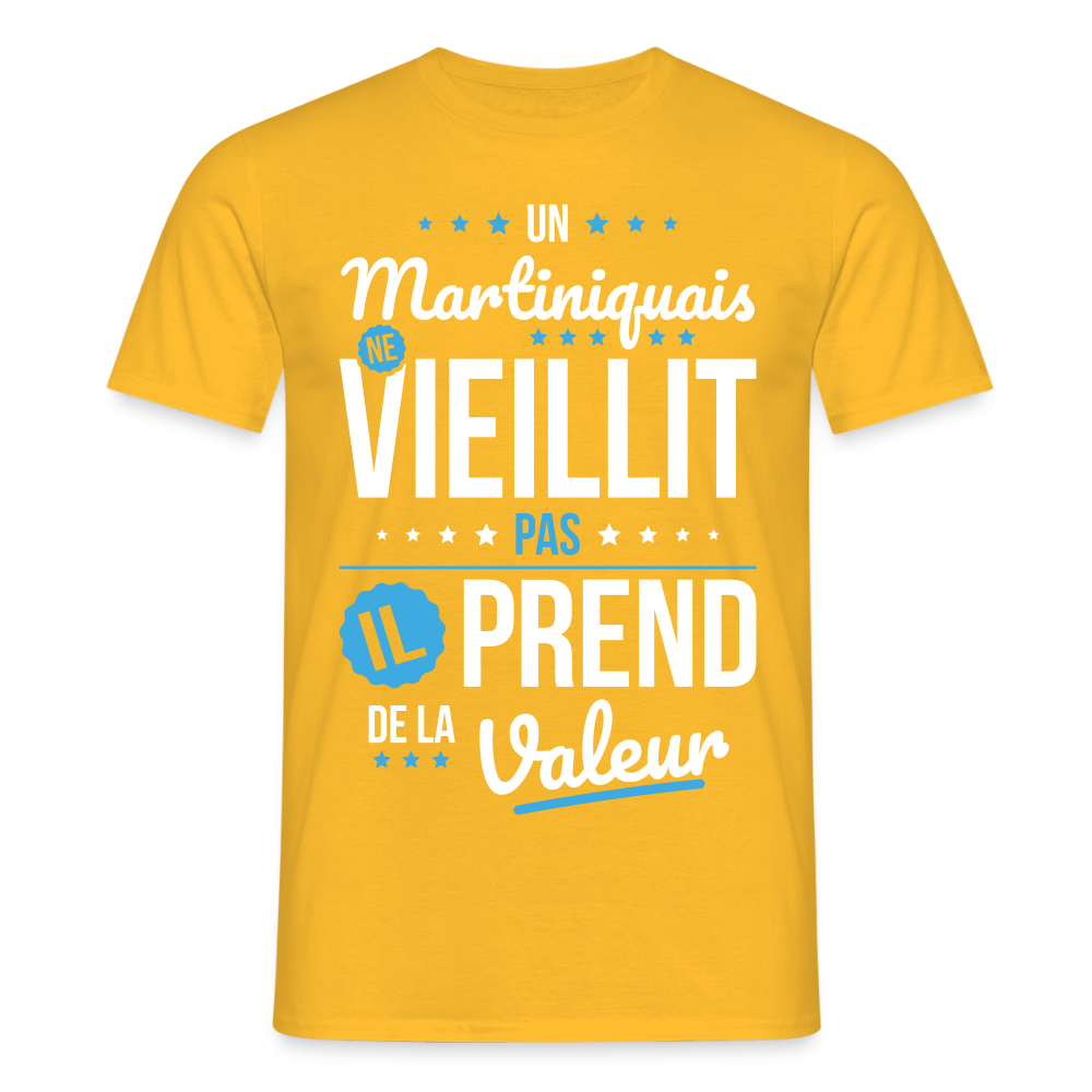 T-shirt Homme - Un Martiniquais ne vieillit pas - jaune