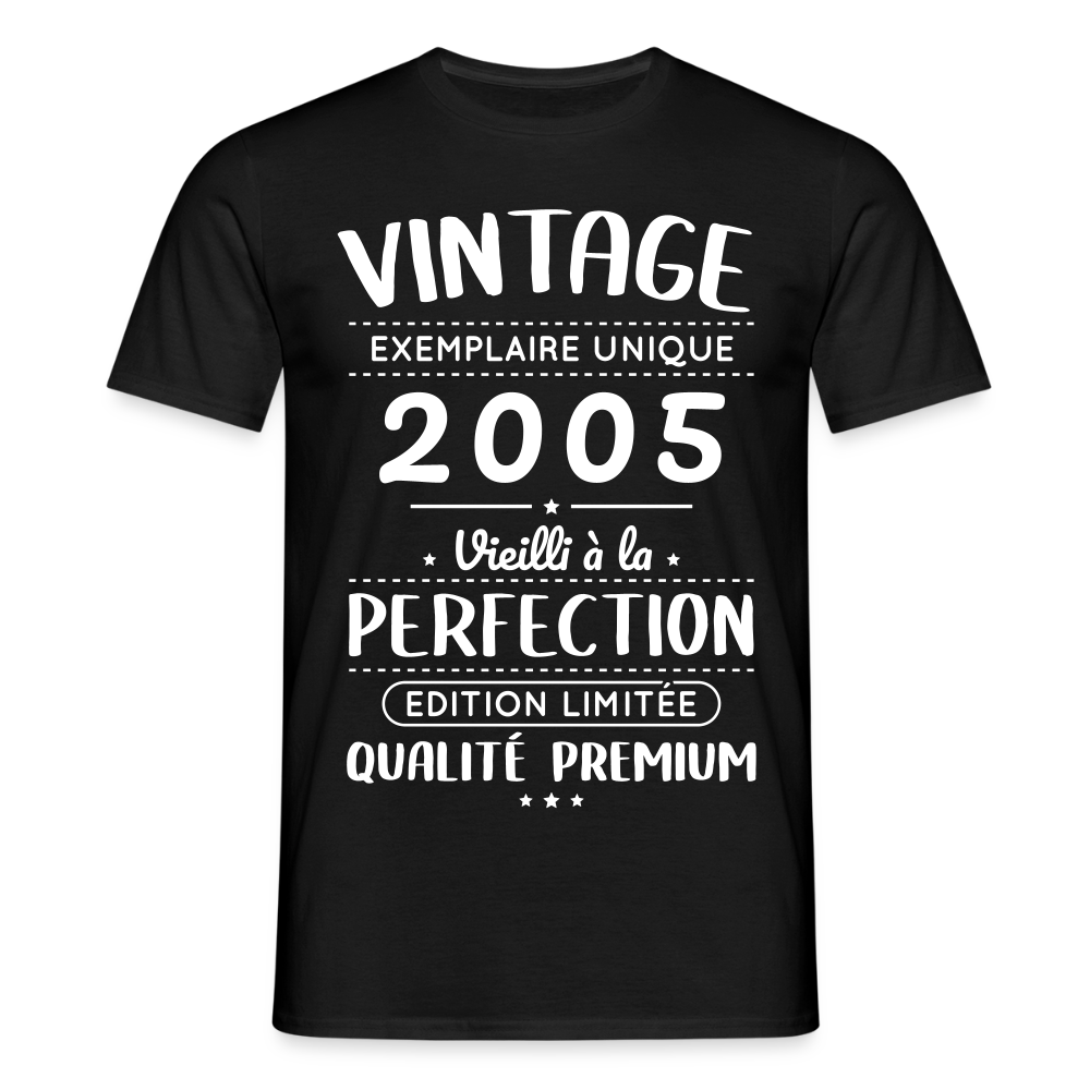 T-shirt Homme - Anniversaire 20 Ans - Vintage 2005 - noir