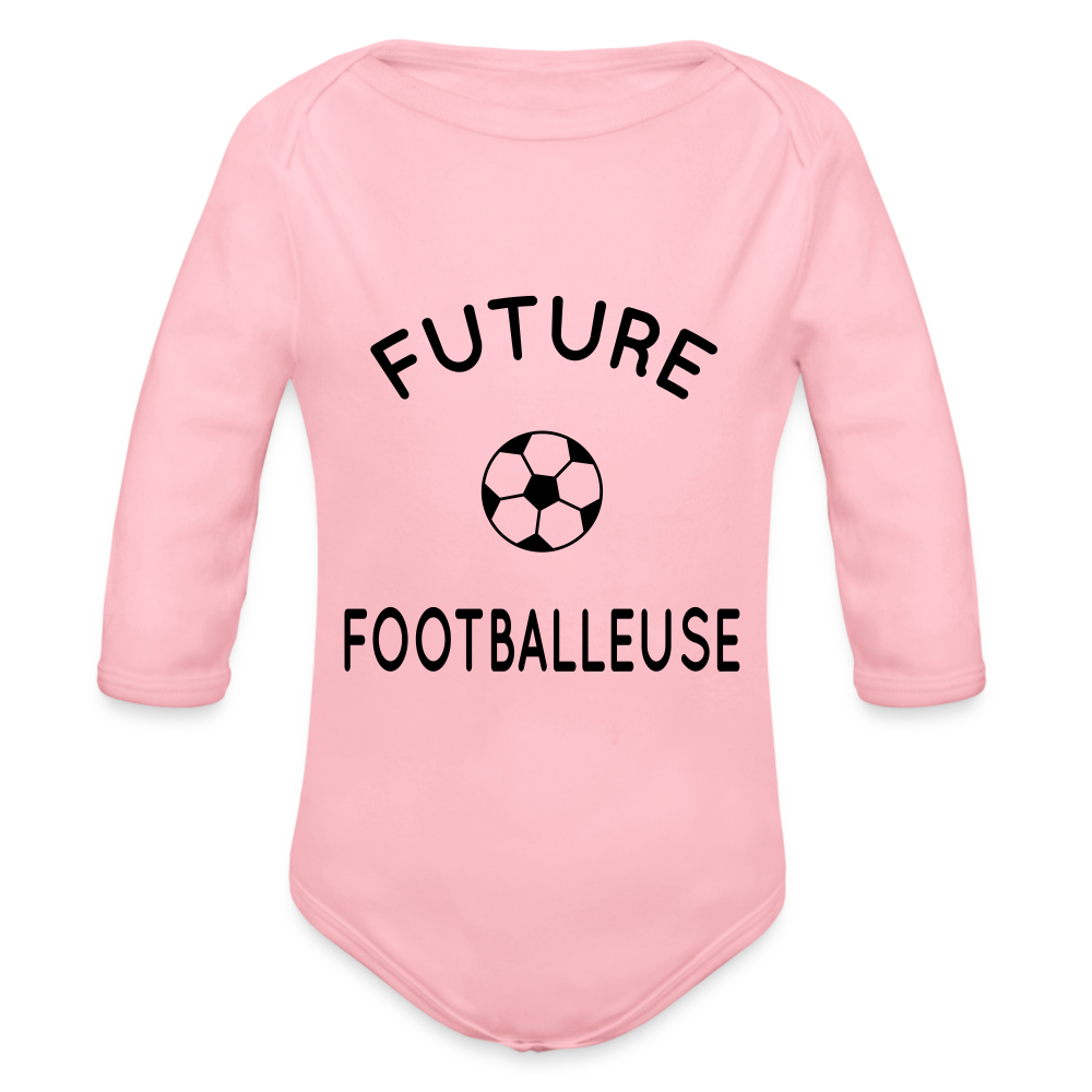 Body Bébé bio manches longues - Future footballeuse - rose clair