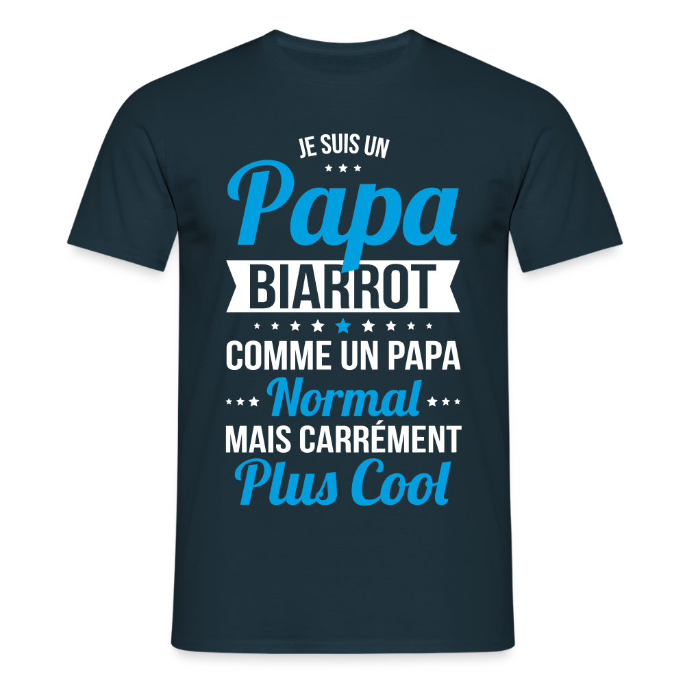 T-shirt Homme - Papa Biarrot Plus Cool - marine