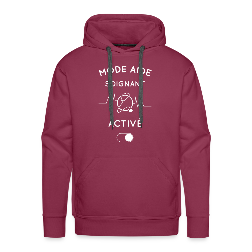 Sweat à capuche Premium Homme - Mode aide-soignant activé - bordeaux