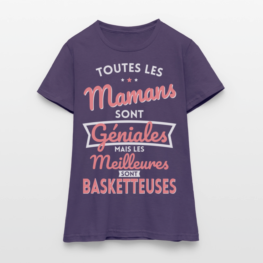 T-shirt Femme - Mamans géniales - Les meilleures sont basketteuses - violet foncé