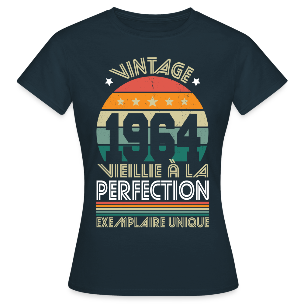T-shirt Femme - Anniversaire 61 Ans - Vintage 1964 - marine