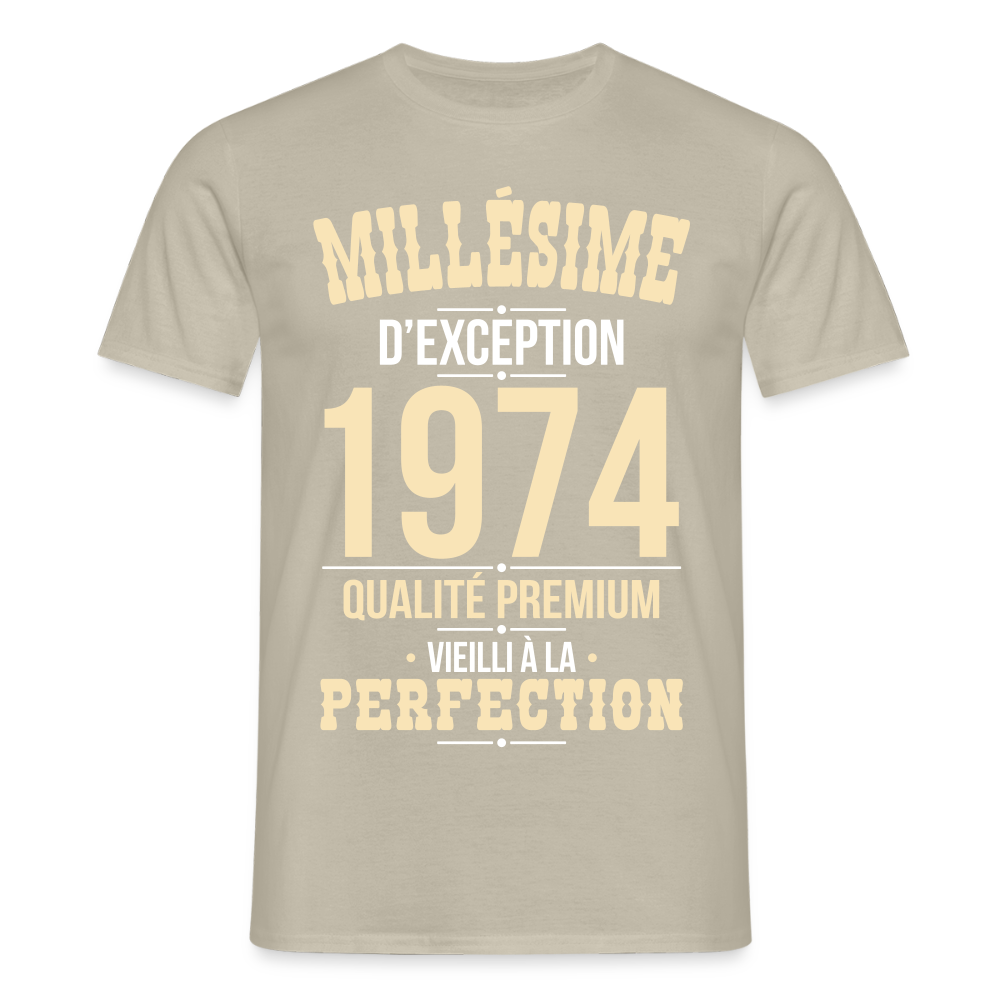 T-shirt Homme - Anniversaire 51 Ans - Millésime 1974 - beige sable