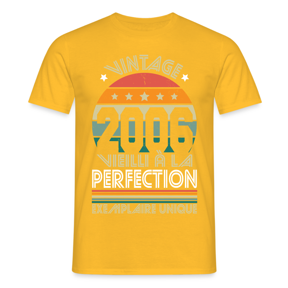 T-shirt Homme - Anniversaire 19 Ans - Vintage 2006 - jaune