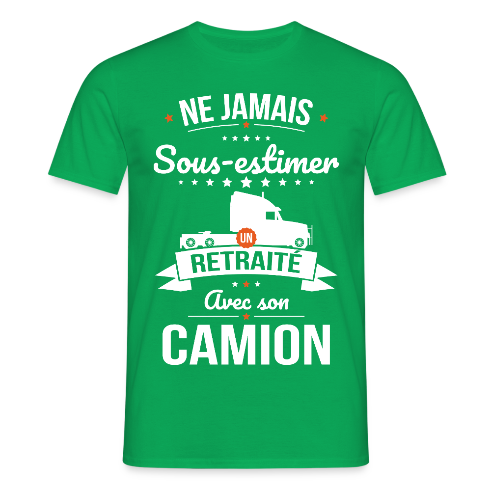 T-shirt Homme - Ne jamais sous-estimer un retraité avec son camion - vert