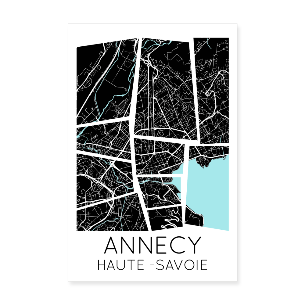 Poster Annecy - Plan Annecy - 20 x 30 cm - blanc