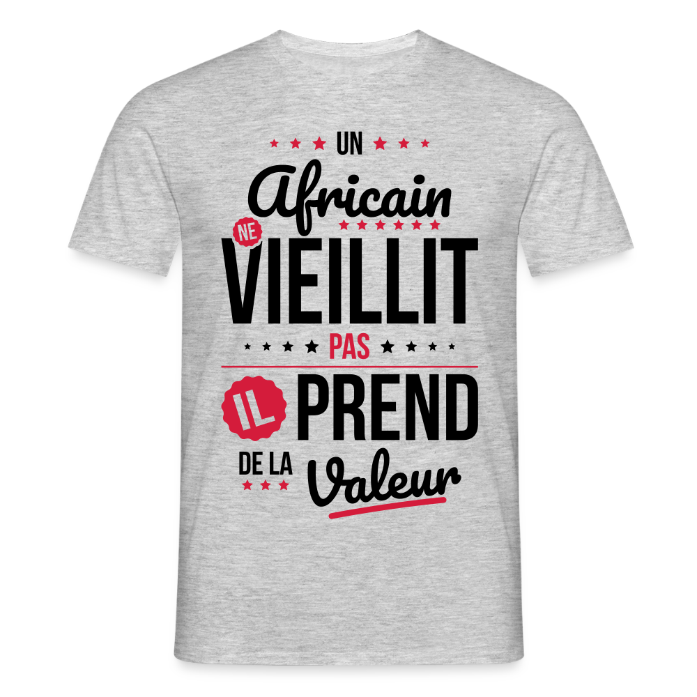 T-shirt Homme - Un Africain ne vieillit pas - gris chiné