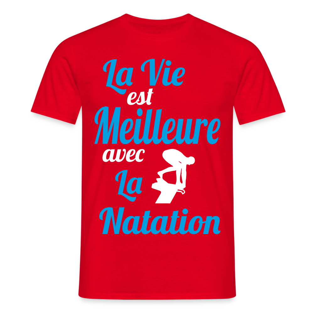 T-shirt Homme - La vie est meilleure avec la Natation - rouge