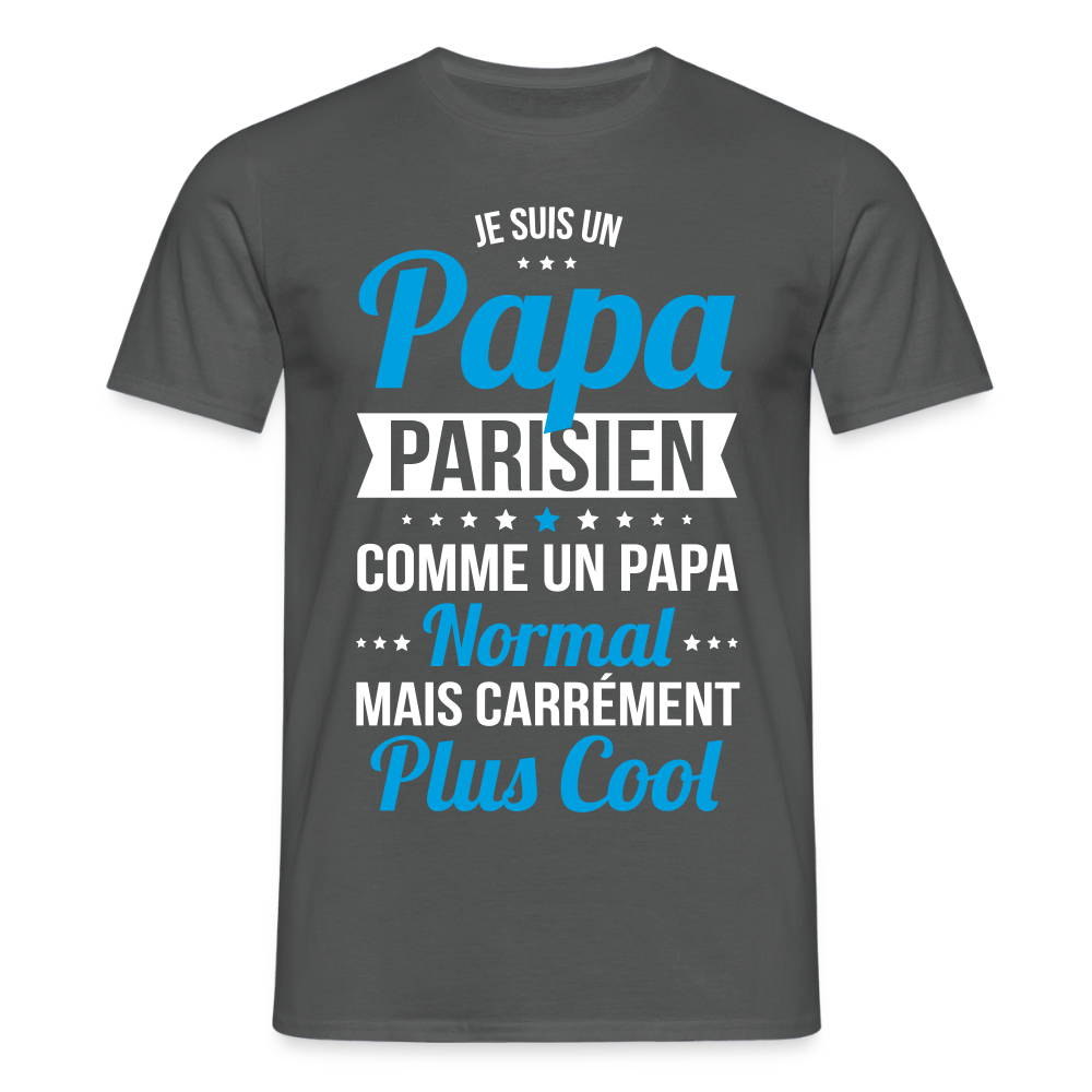 T-shirt Homme - Papa Parisien Plus Cool - charbon