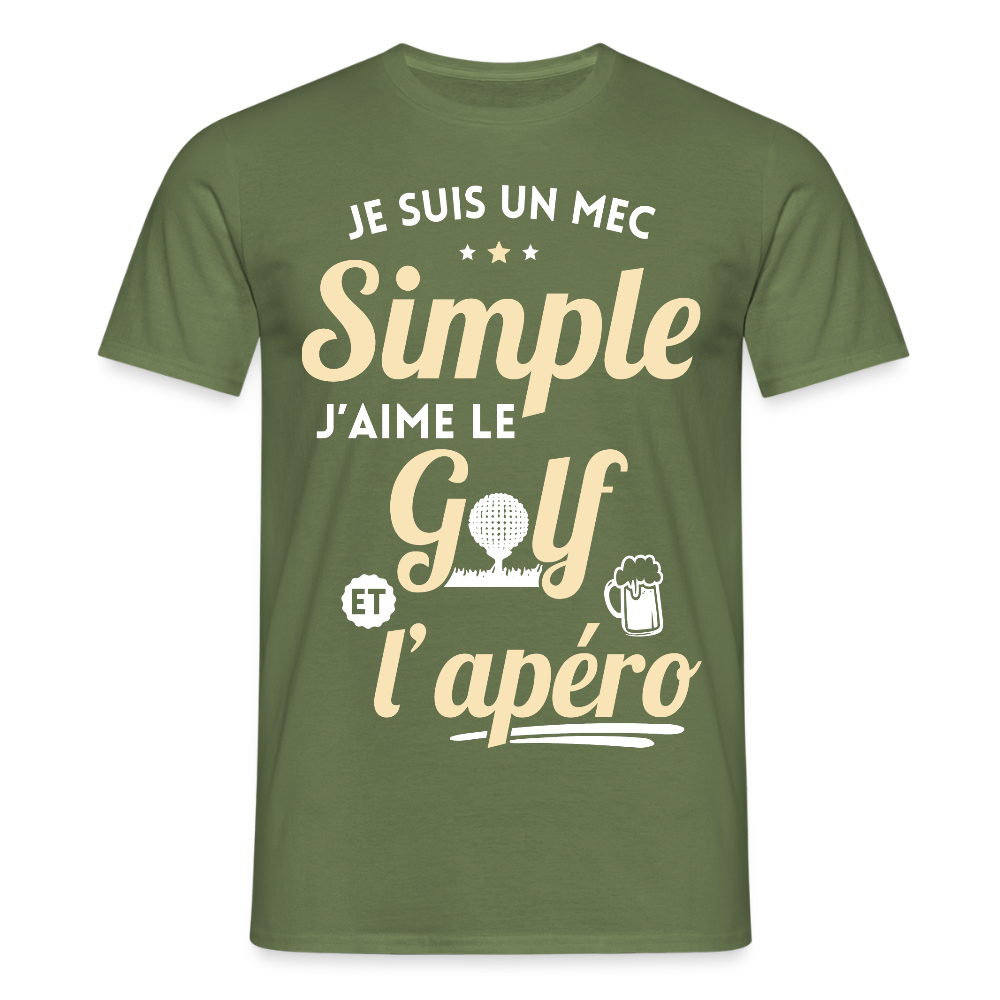 T-shirt Homme - J'aime le golf et l'apéro - vert militaire