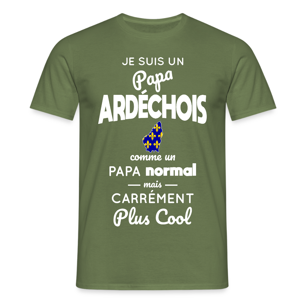 T-shirt Homme - Papa Ardéchois Plus Cool - vert militaire