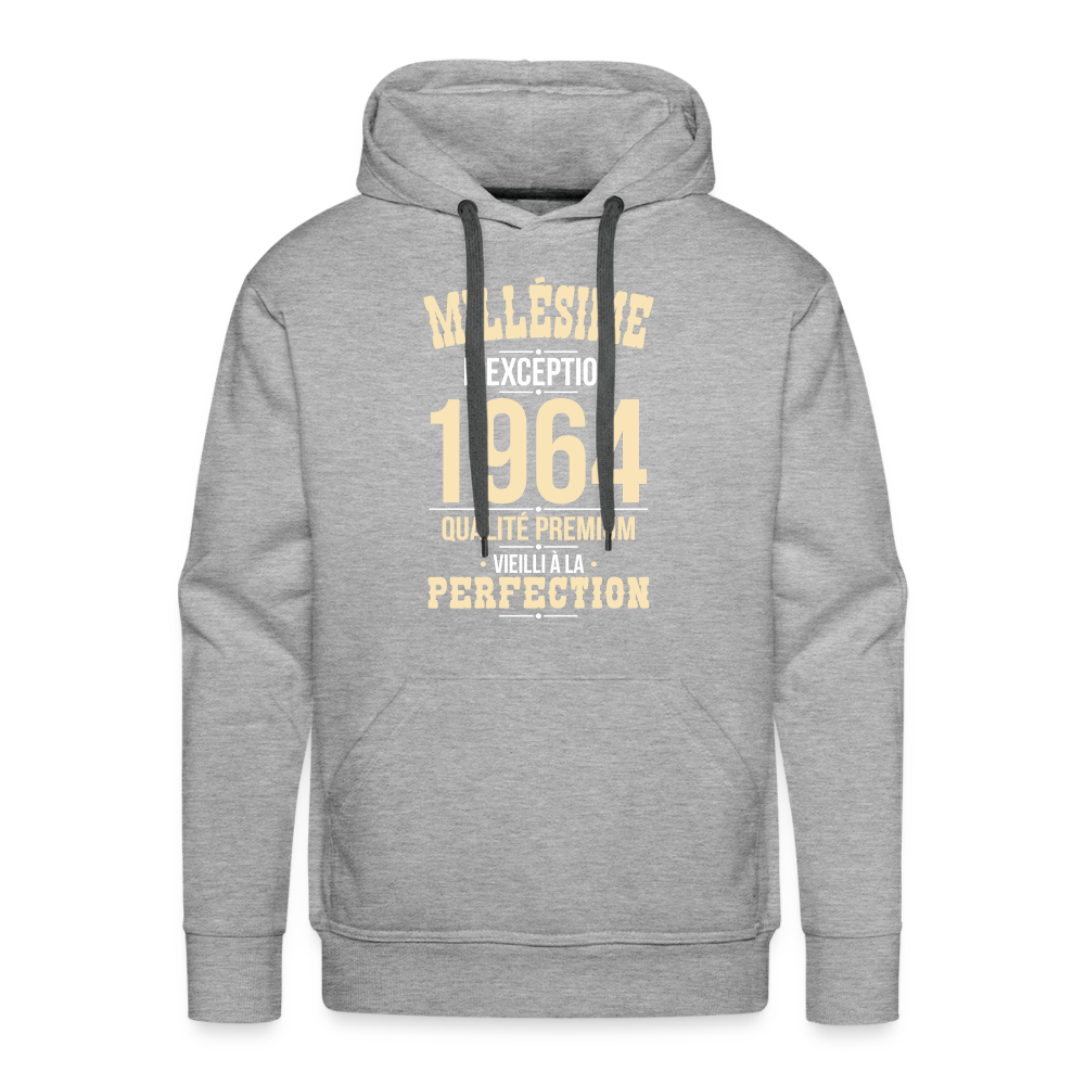 Sweat à capuche Premium Homme - Anniversaire 61 Ans - Millésime 1964 - gris chiné