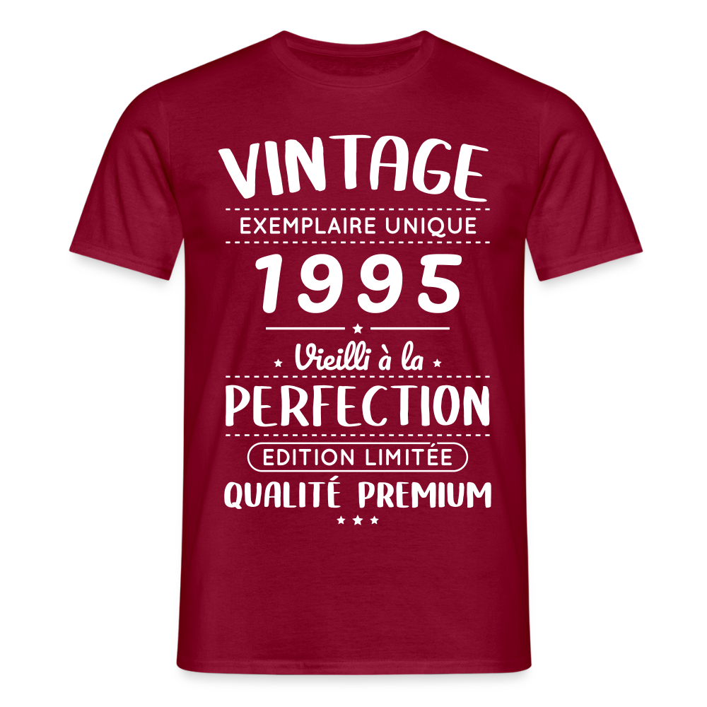 T-shirt Homme - Anniversaire 30 Ans - Vintage 1995 - rouge brique
