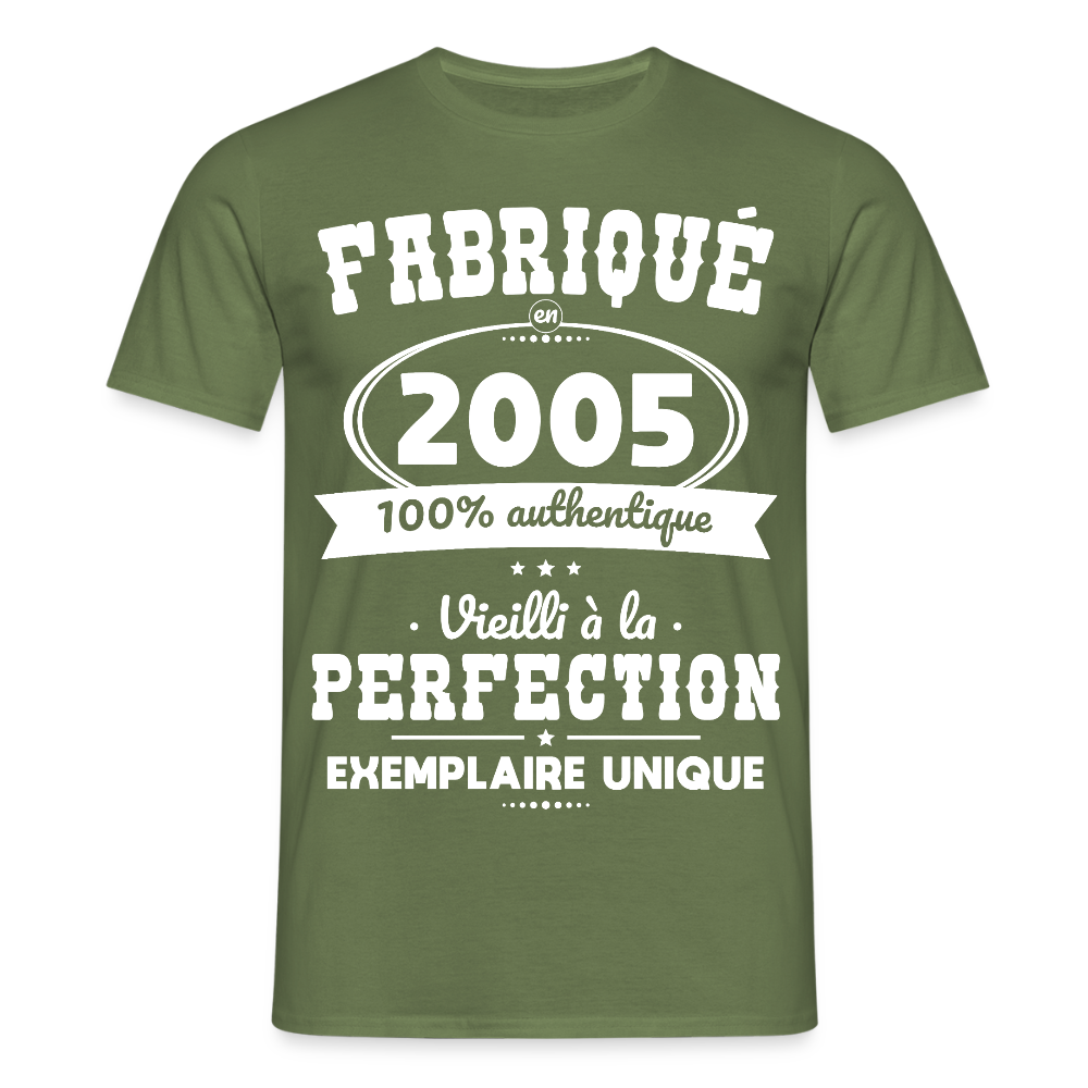 T-shirt Homme - Anniversaire 20 Ans - Fabriqué en 2005 - vert militaire