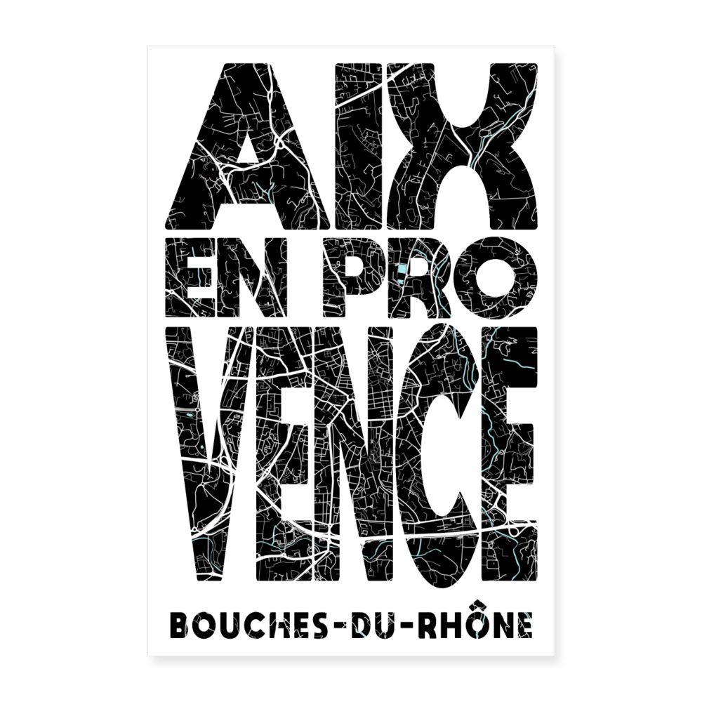 Poster Aix-en-Provence - Plan Aix-en-Provence - 40 x 60 cm - blanc