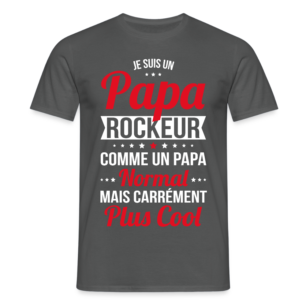 T-shirt Homme - Papa rockeur plus cool - charbon