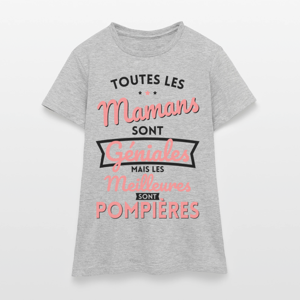 T-shirt Femme - Mamans géniales - Les meilleures sont pompières - gris chiné