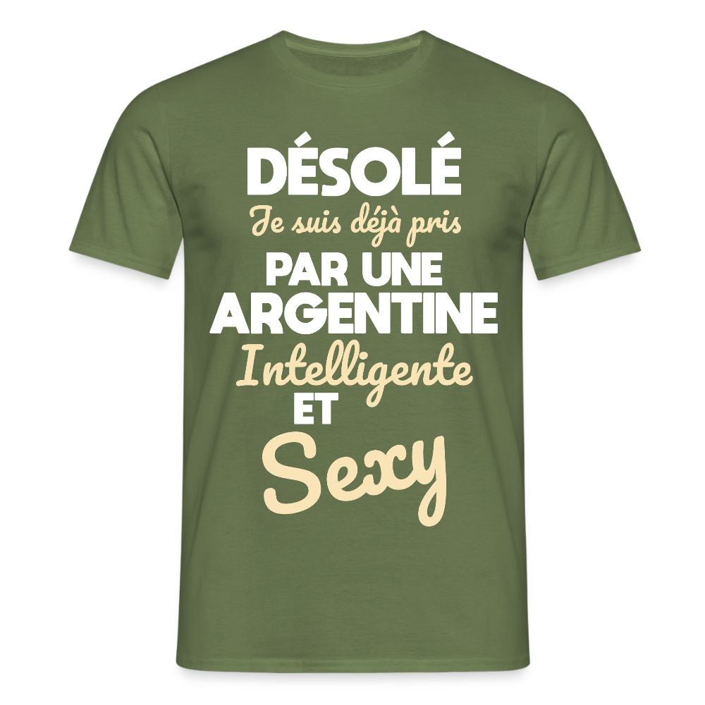 T-shirt Homme - Je suis déjà pris par une Argentine intelligente et sexy - vert militaire