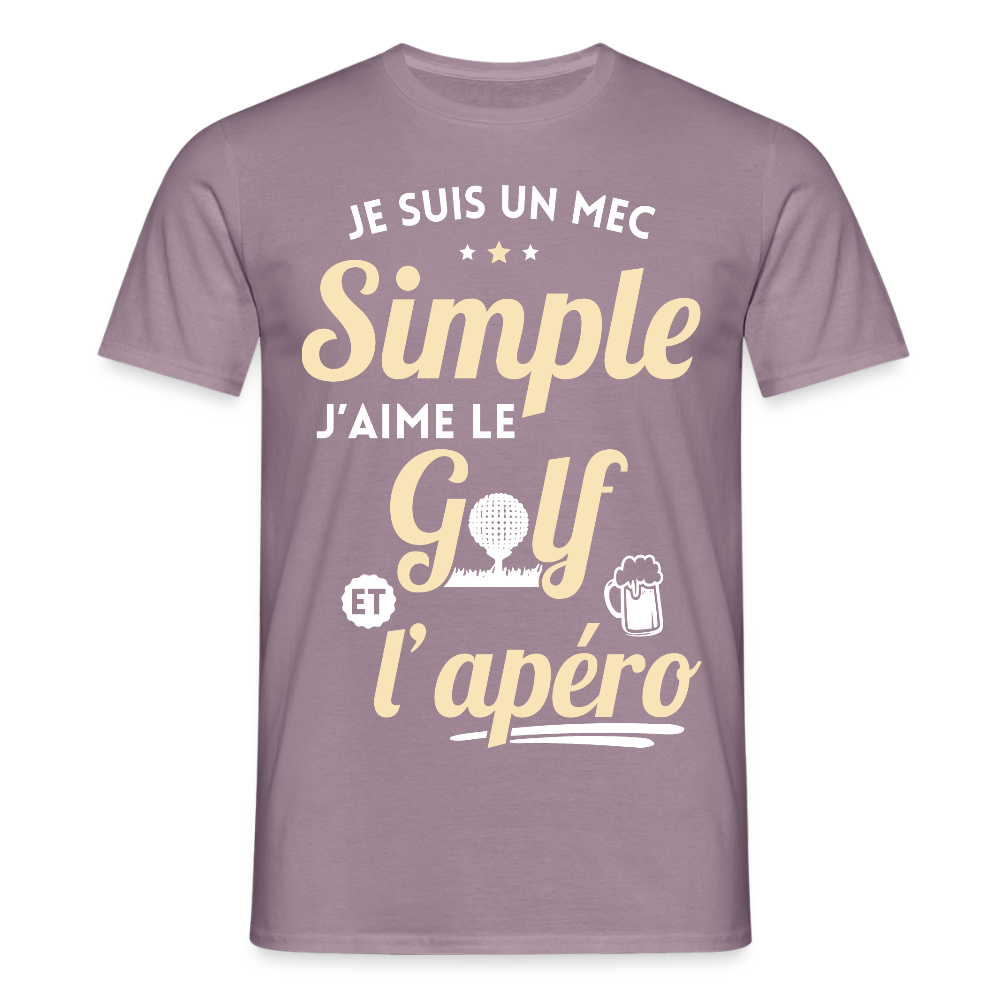 T-shirt Homme - J'aime le golf et l'apéro - mauve gris