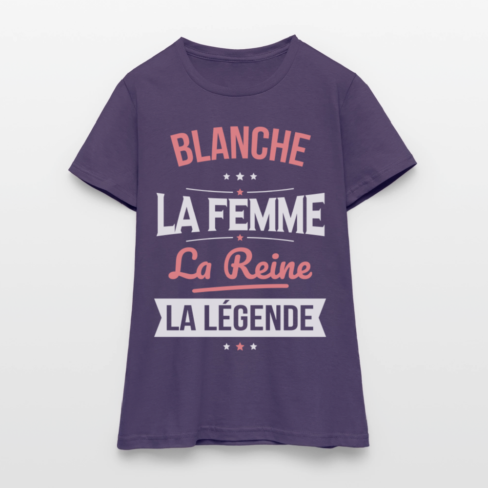 T-shirt Femme - Blanche - la Femme - la Reine - la Légende - violet foncé