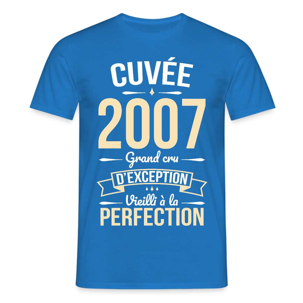 T-shirt Homme - Anniversaire 18 Ans - Cuvée 2007 - bleu royal