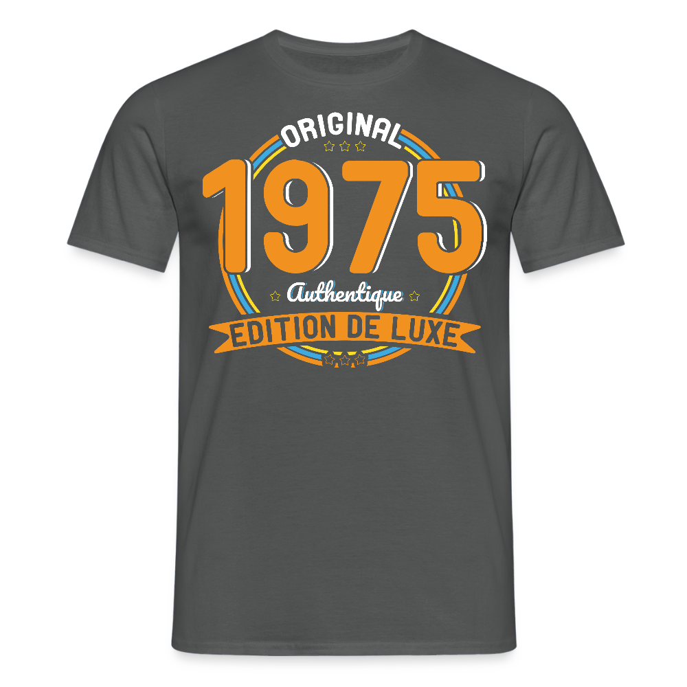 T-shirt Homme - Anniversaire 50 Ans - Original 1975 Authentique - charbon