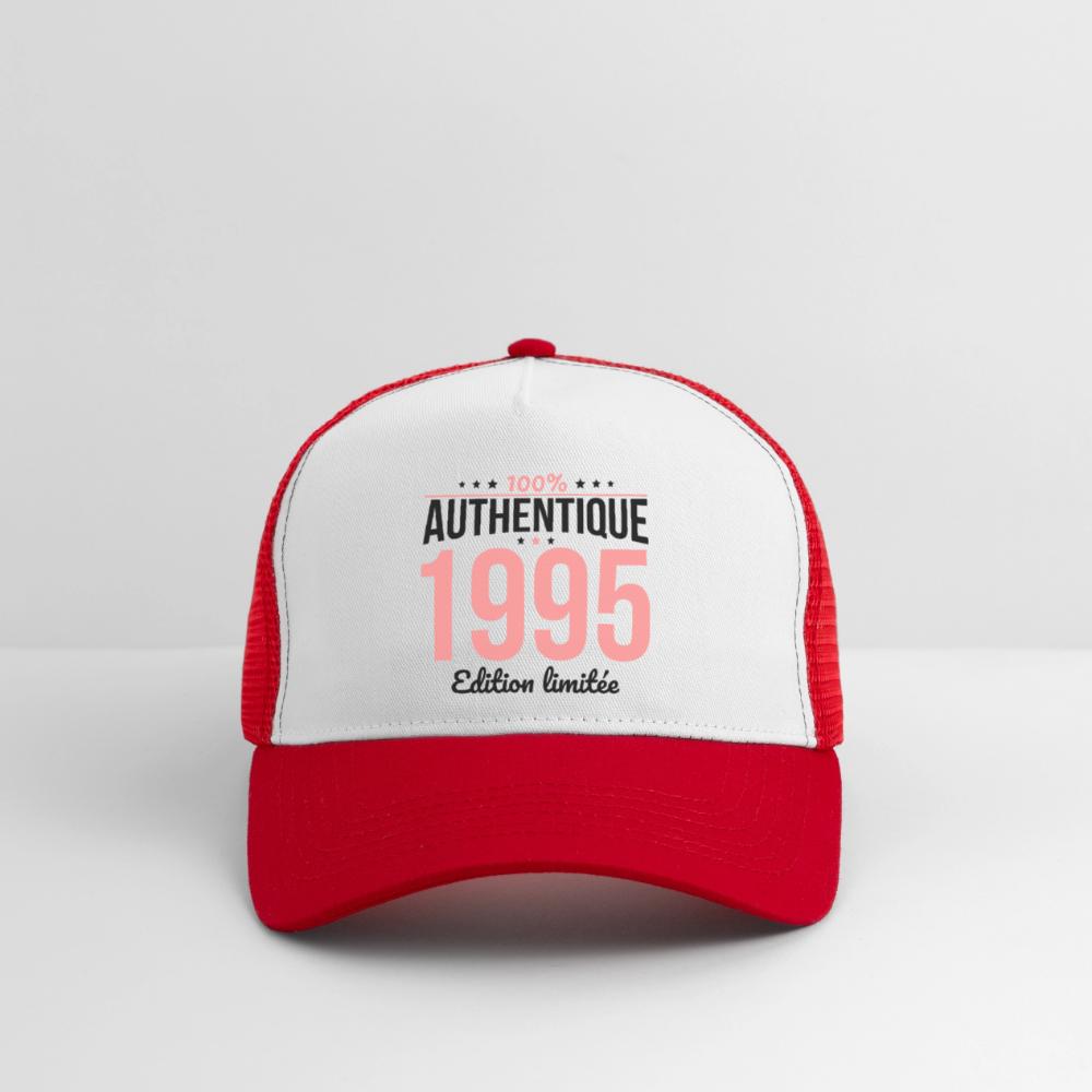 Casquette Trucker - Anniversaire 30 Ans - 100% Authentique 1995 - blanc/rouge
