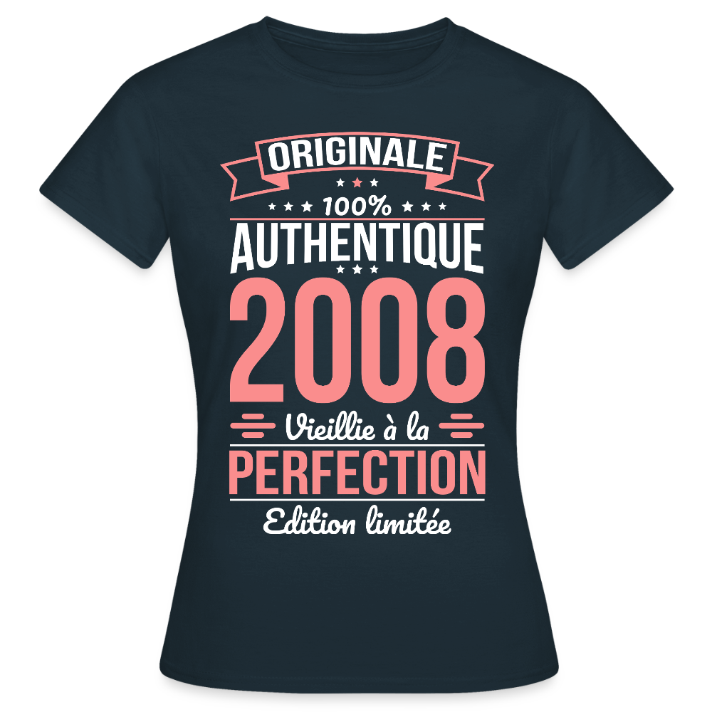 T-shirt anniversaire femme 18 ans – Originale 2008 - marine