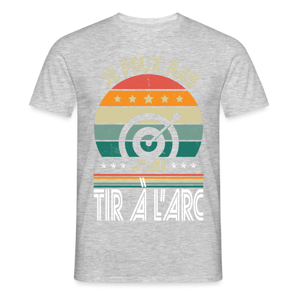 T-shirt Homme - Je peux pas j'ai tir à l'arc - gris chiné