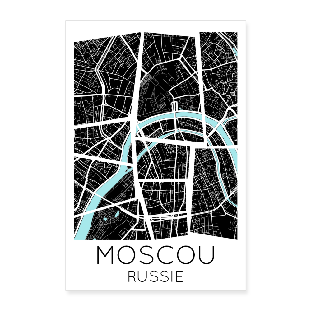 Poster Moscou - Plan Moscou - 60 x 90 cm - blanc