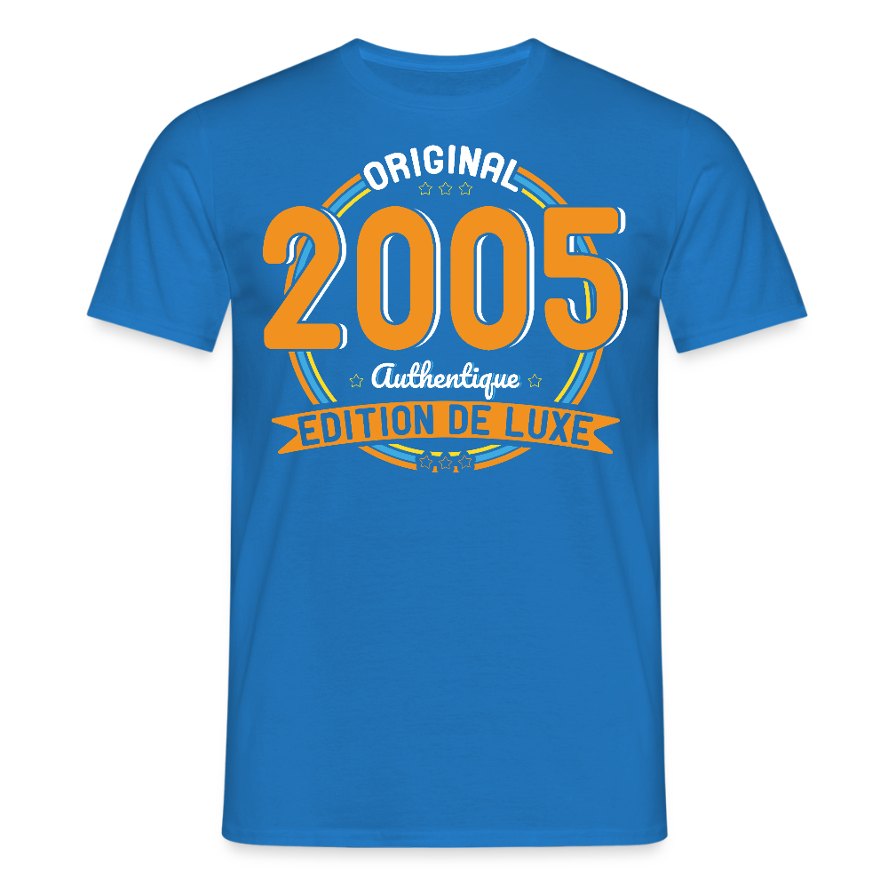 T-shirt Homme - Anniversaire 20 Ans - Original 2005 Authentique - bleu royal