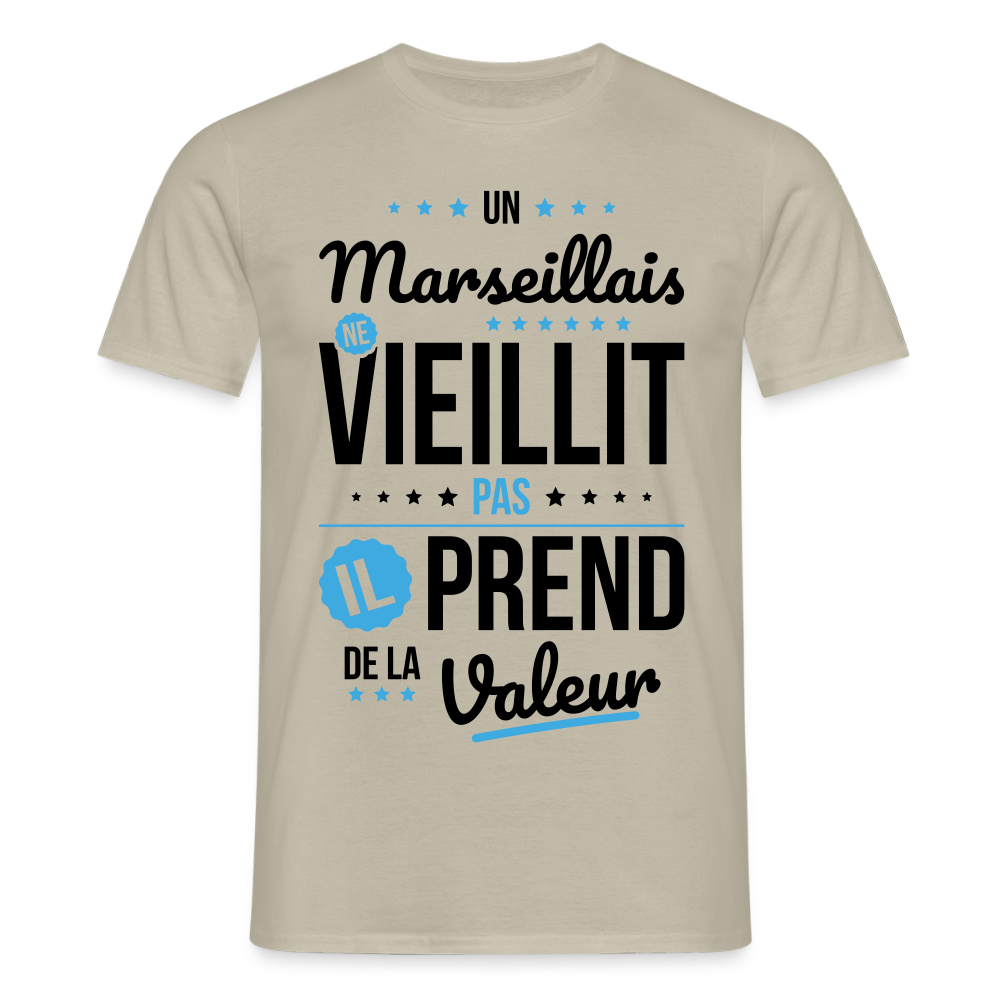 T-shirt Homme - Un Marseillais ne vieillit pas - beige sable