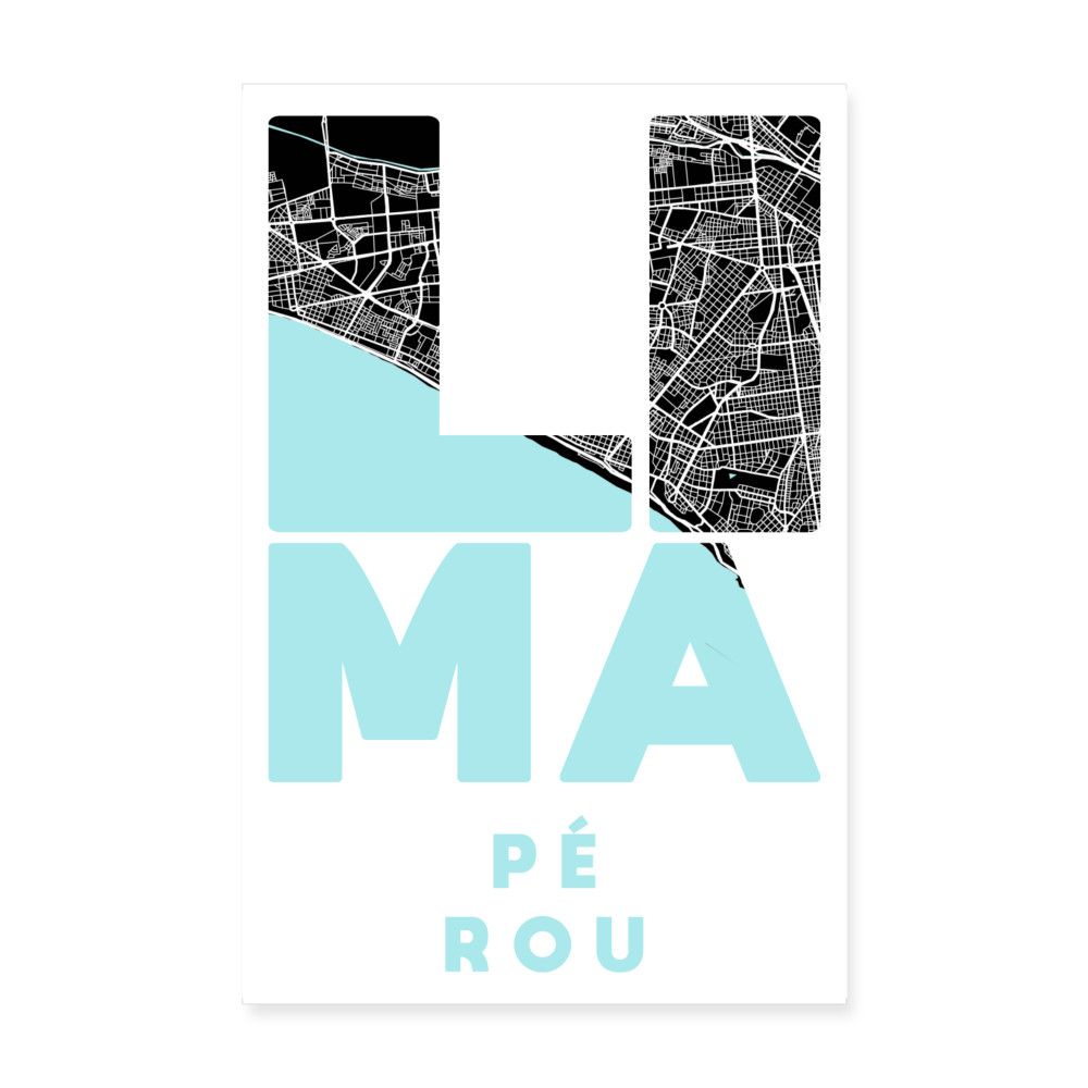 Poster Lima - Plan Lima - 20 x 30 cm - blanc