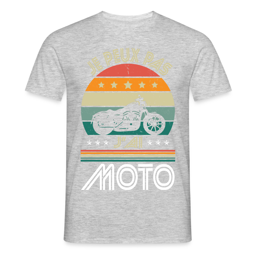 T-shirt Homme - Je peux pas j'ai Moto - gris chiné