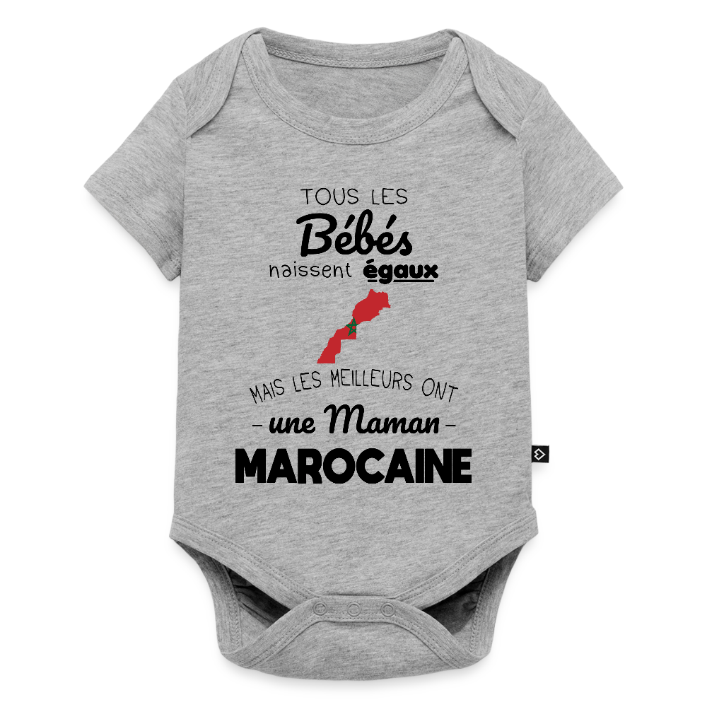 Body Bébé bio manches courtes - Les Meilleurs Ont Une Maman Marocaine - gris chiné