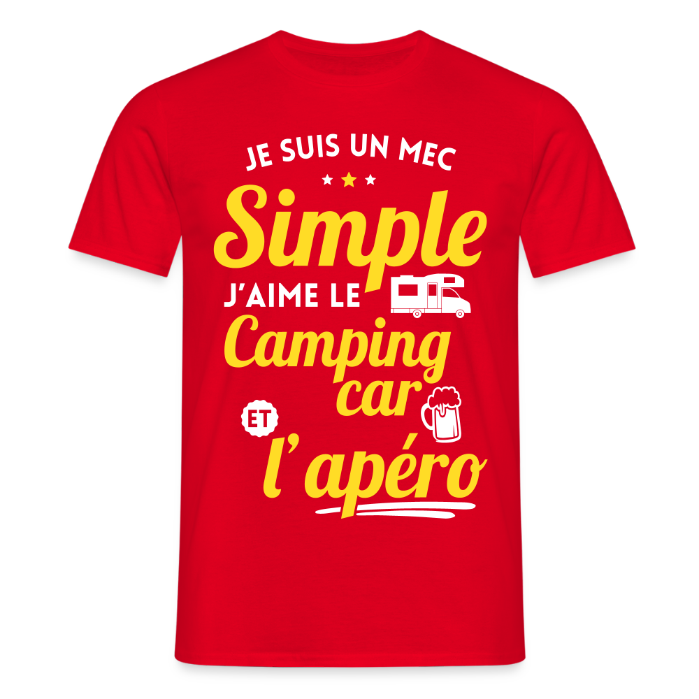 T-shirt Homme - J'aime le camping-car et l'apéro - rouge