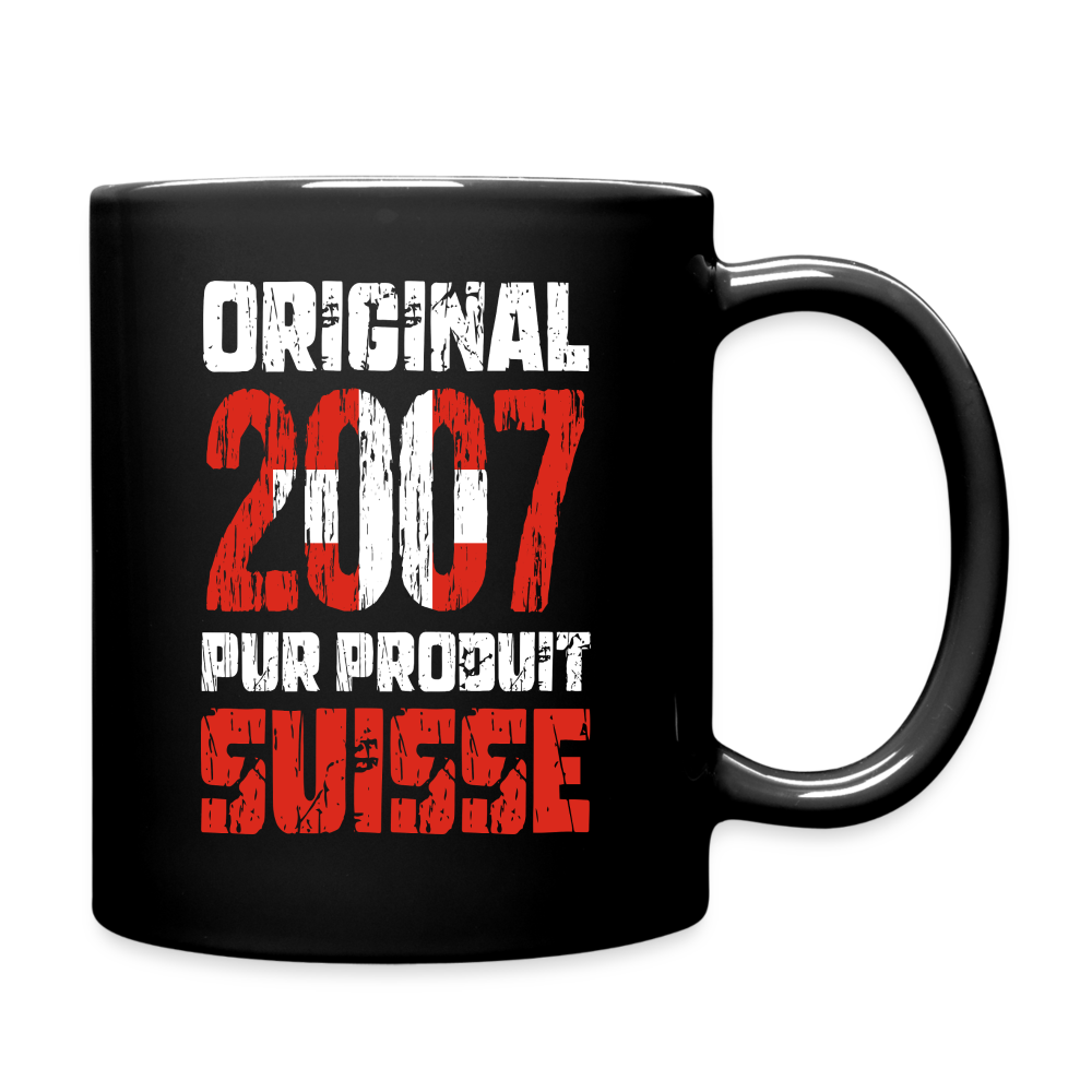 Mug uni - Anniversaire 18 Ans - Original 2007 - Pur produit Suisse - noir