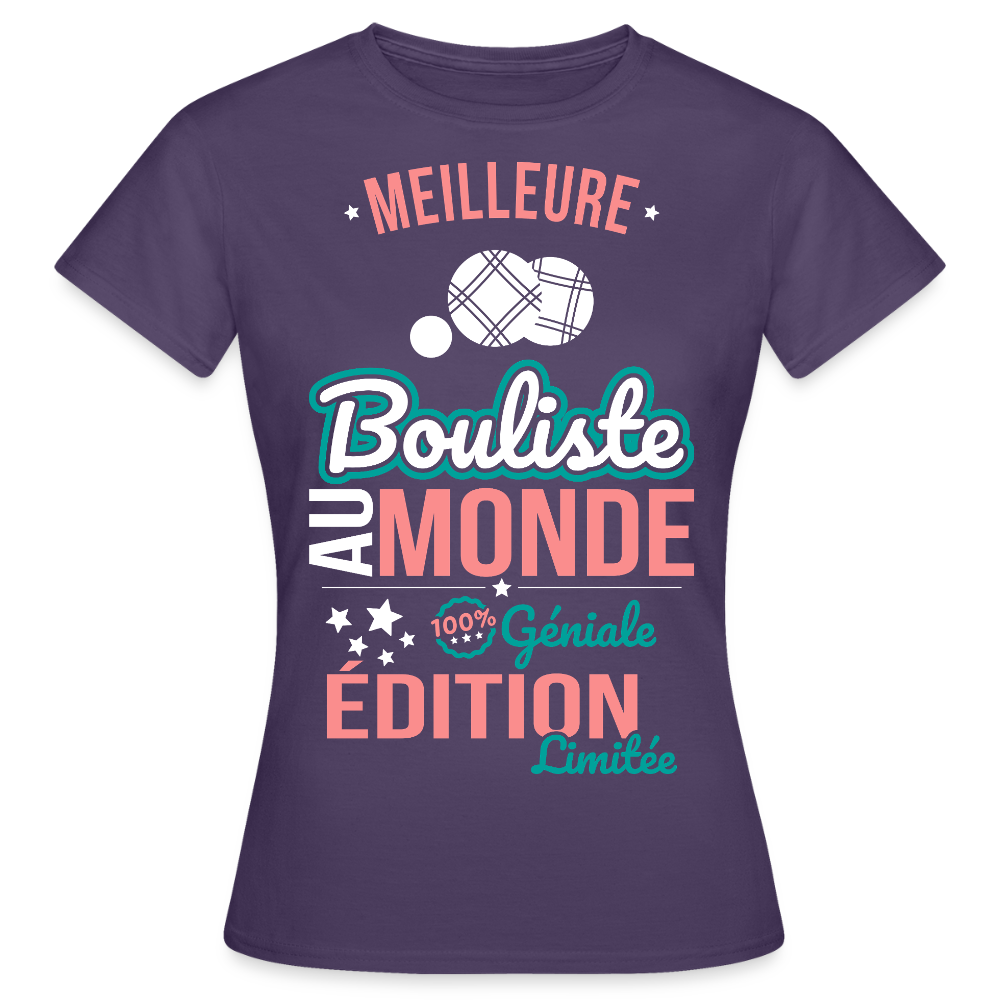 T-shirt Femme - Meilleure Bouliste au monde - 100% géniale - violet foncé