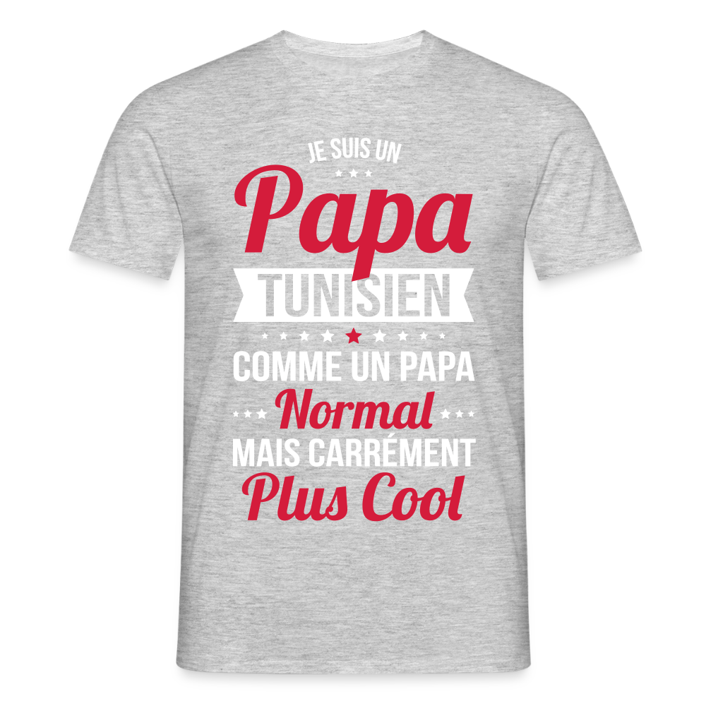 T-shirt Homme - Papa Tunisien Plus Cool - gris chiné