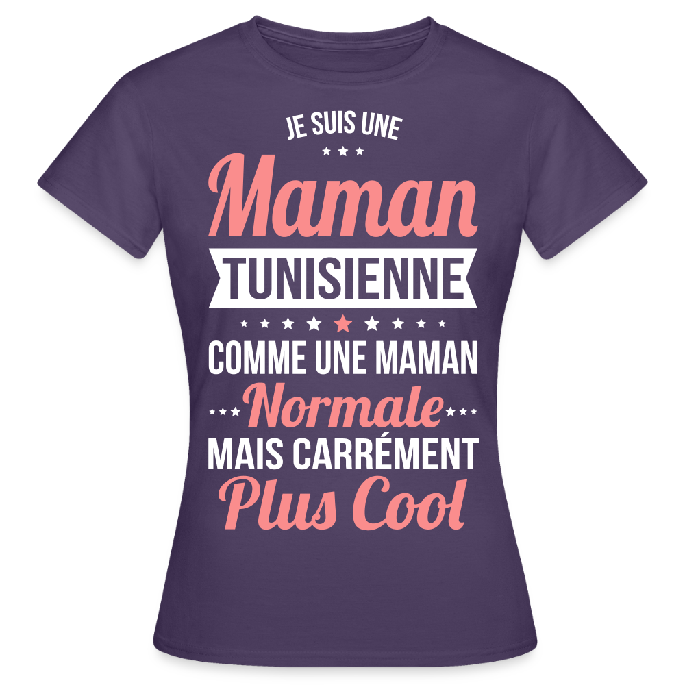 T-shirt Femme - Maman Tunisienne plus cool - violet foncé