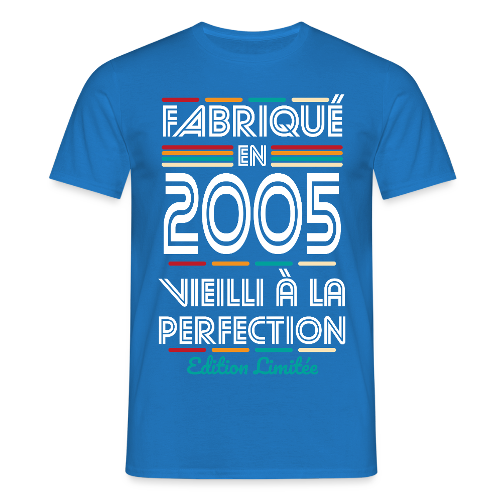 T-shirt Homme - Anniversaire 20 Ans - Fabriqué en 2005 - bleu royal