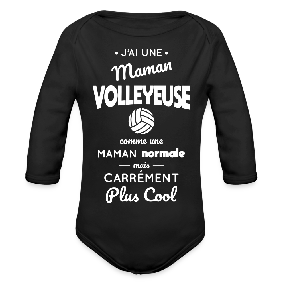 Body Bébé bio manches longues - J'ai une maman volleyeuse - noir
