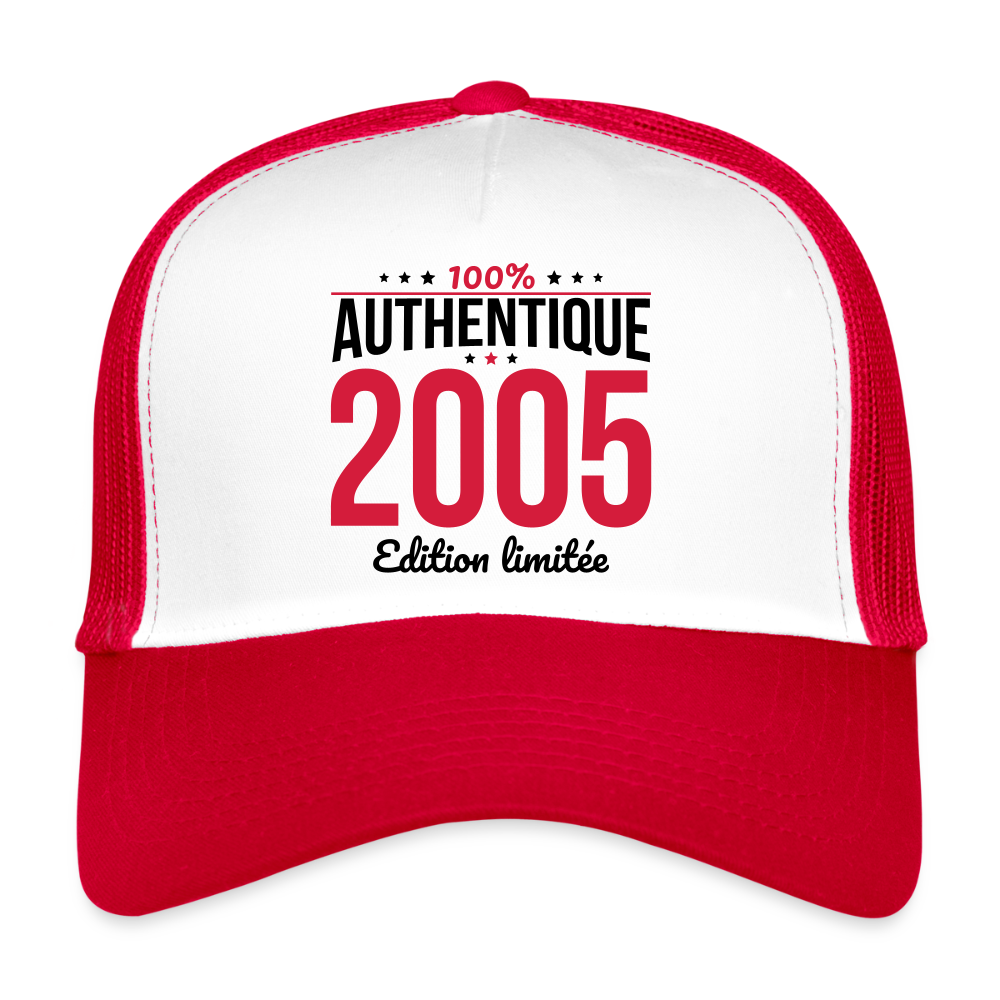 Casquette Trucker - Anniversaire 20 Ans - 100% Authentique 2005 - blanc/rouge