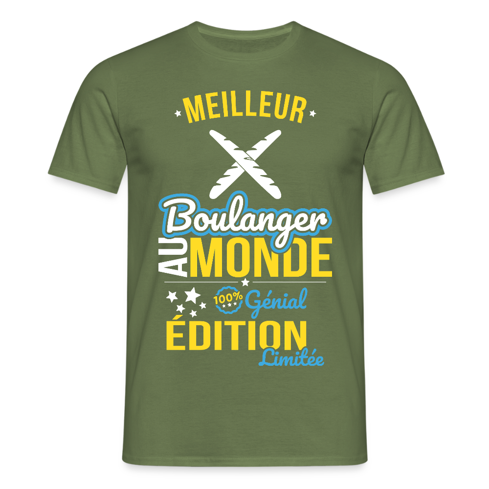 T-shirt Homme - Meilleur Boulanger au monde - 100% génial - vert militaire